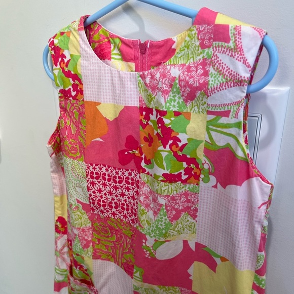 Lilly Pulitzer Girls Shift Dress Pink Colourful Patchwork Tropical Size 6 - Picture 6 of 7